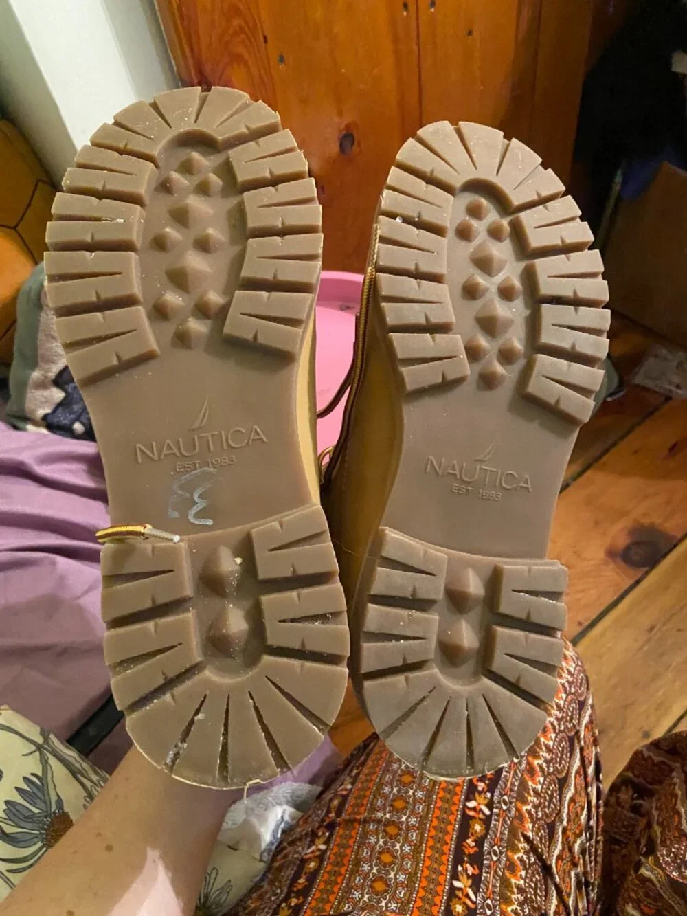 Nautica tan leather ankle work boot